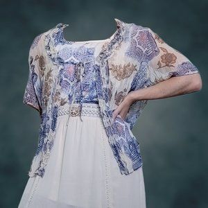 Tan & Blue Tank and Sheer Covering Set – Ute Fries, size 46